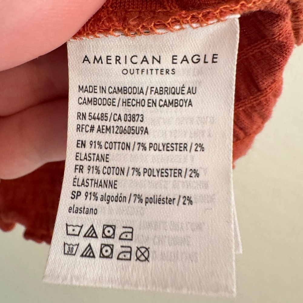 American Eagle Crinkle Short Sleeve Top - Size Medium - Picture 4 of 5